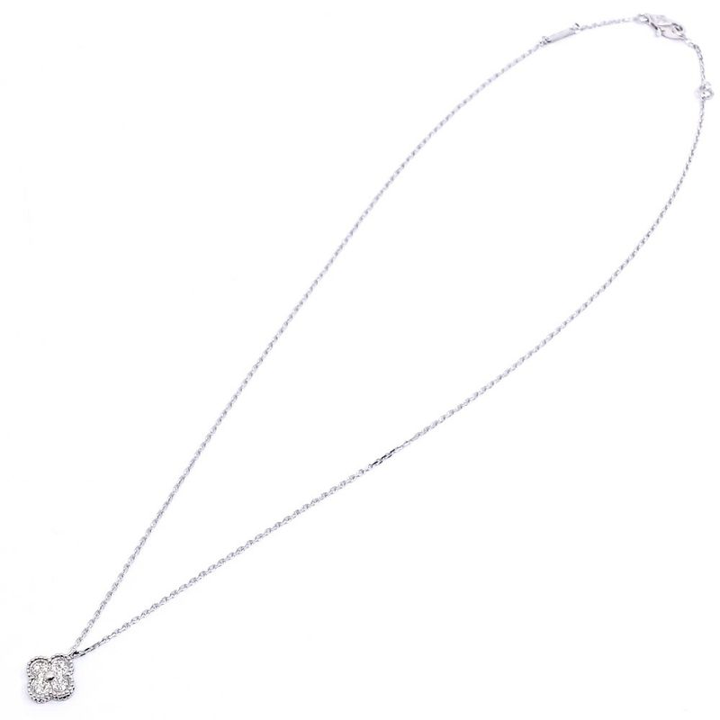 Van Cleef & Arpels 18k White Gold Sweet Alhambra Diamond Necklace