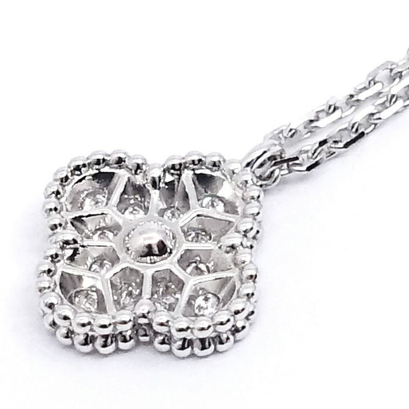 Van Cleef & Arpels 18k White Gold Sweet Alhambra Diamond Necklace