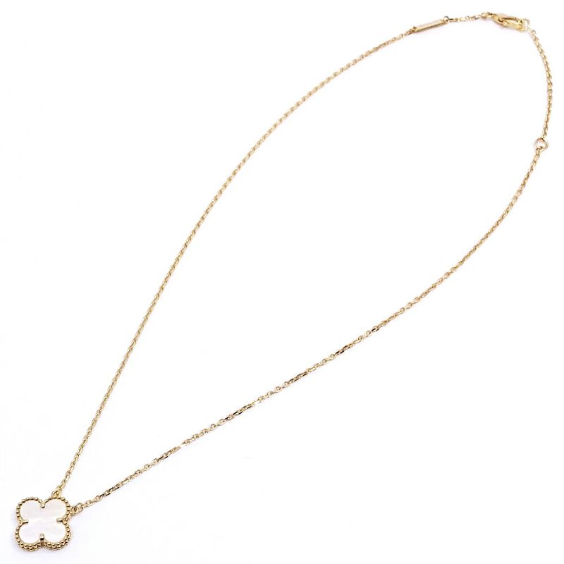 Van Cleef & Arpels 18k Yellow Gold Vintage Alhambra Mop White Shell Necklace