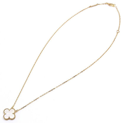 Van Cleef & Arpels 18k Yellow Gold Vintage Alhambra Mop White Shell Necklace