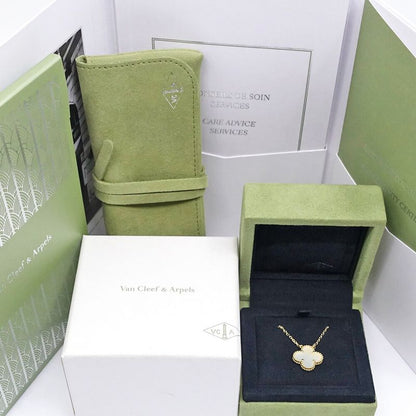 Van Cleef & Arpels 18k Yellow Gold Vintage Alhambra Mop White Shell Necklace