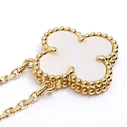 Van Cleef & Arpels 18k Yellow Gold Vintage Alhambra Mop White Shell Necklace
