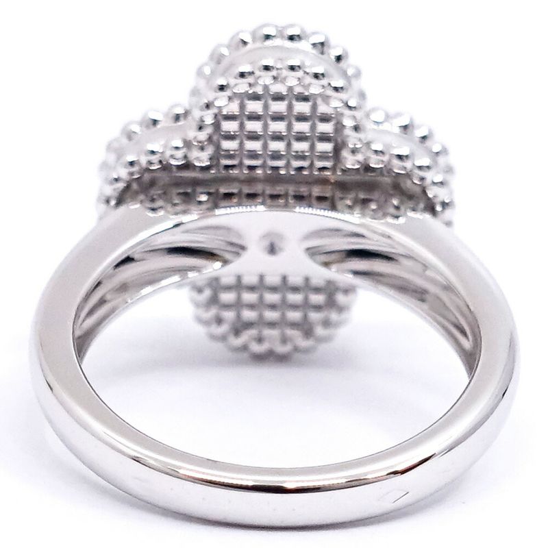 Van Cleef & Arpels 18k White Gold Vintage Alhambra Ring Guilloche