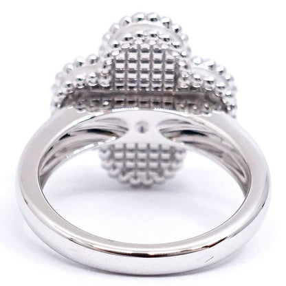 Van Cleef & Arpels 18k White Gold Vintage Alhambra Ring Guilloche