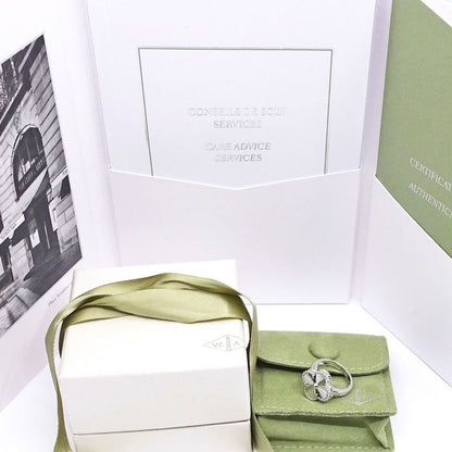 Van Cleef & Arpels 18k White Gold Vintage Alhambra Ring Guilloche