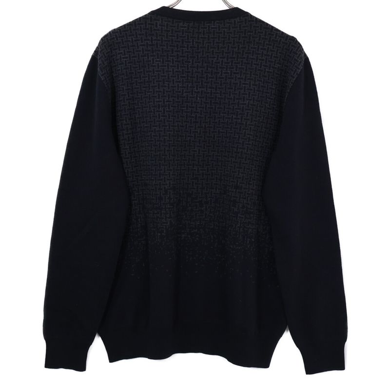 Hermes Gradient All Over Pattern V-neck Knit Sweater XL