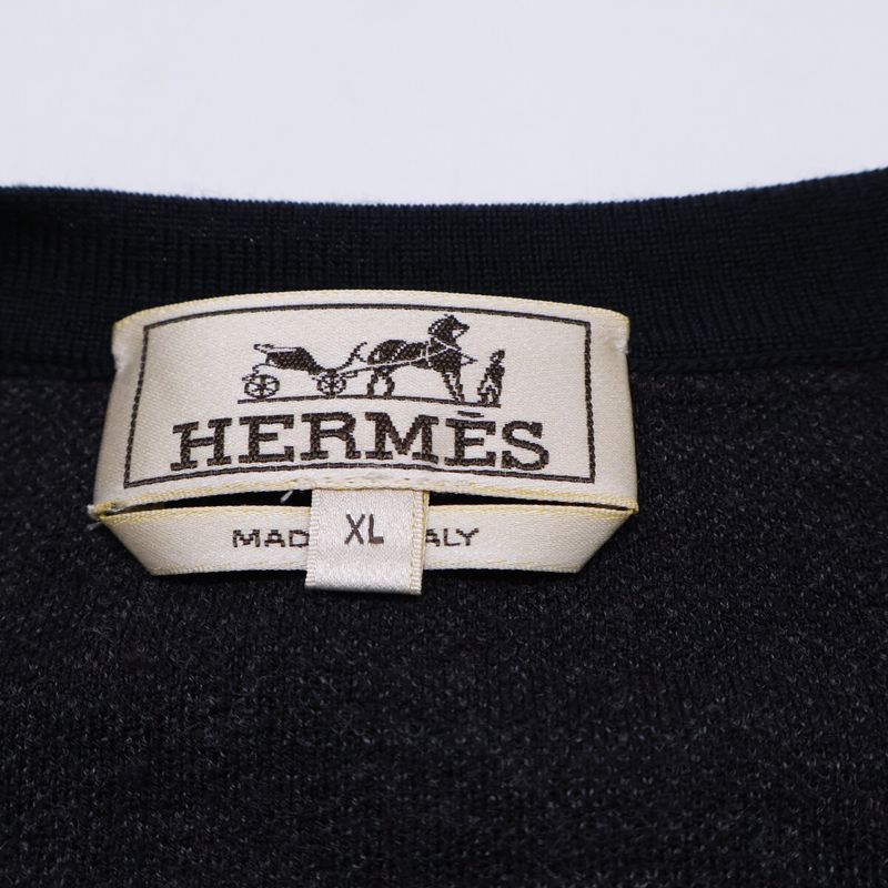 Hermes Gradient All Over Pattern V-neck Knit Sweater XL