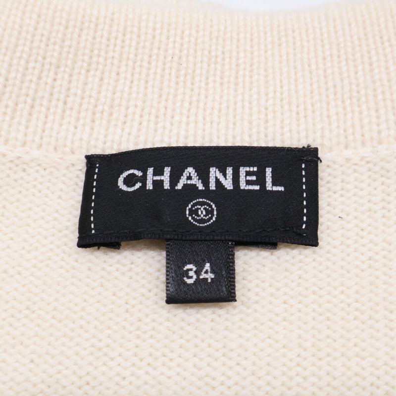 Chanel CC Logo Button Cashmere Sleeveless 34 Shirt