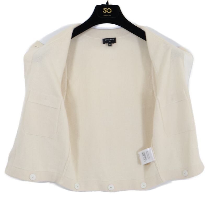Chanel CC Logo Button Cashmere Sleeveless 34 Shirt