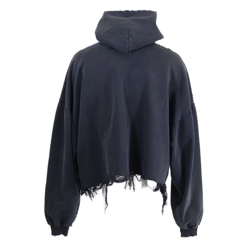 Balenciaga Front Logo Flared Destroy Process Pullover Cropped Hoodie 3