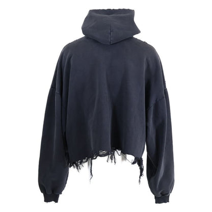 Balenciaga Front Logo Flared Destroy Process Pullover Cropped Hoodie 3