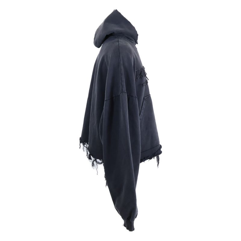 Balenciaga Front Logo Flared Destroy Process Pullover Cropped Hoodie 3