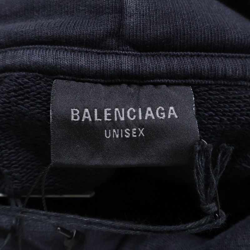 Balenciaga Front Logo Flared Destroy Process Pullover Cropped Hoodie 3