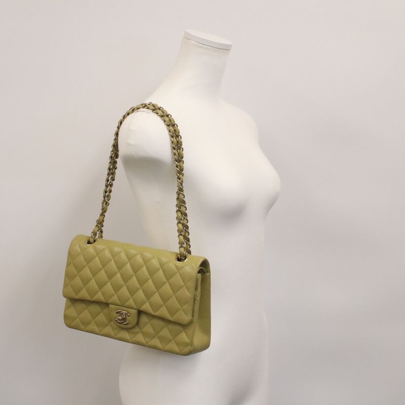 Chanel Pistachio Green Caviar Double Flap Quilted 25