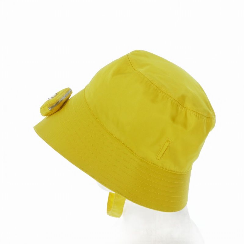 Prada Re-Nylon Triangle Logo Bucket Hat L Yellow