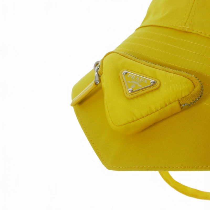 Prada Re-Nylon Triangle Logo Bucket Hat L Yellow