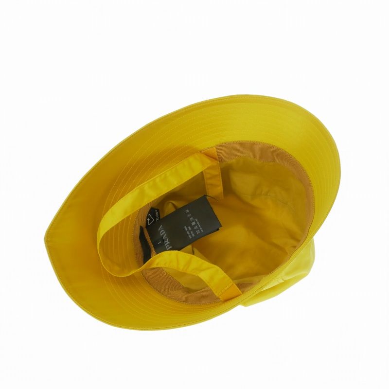 Prada Re-Nylon Triangle Logo Bucket Hat L Yellow