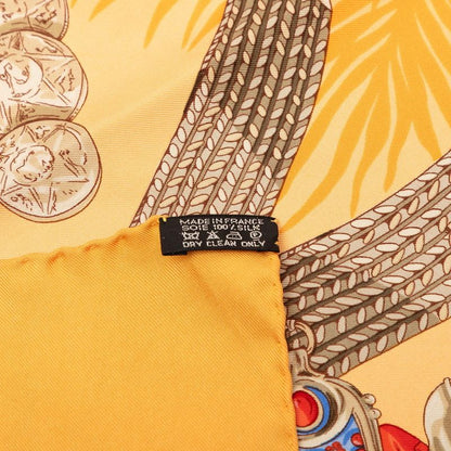 Hermes Carre 90 Terres Precieuses Precious Place Scarf Orange Multicolor Silk