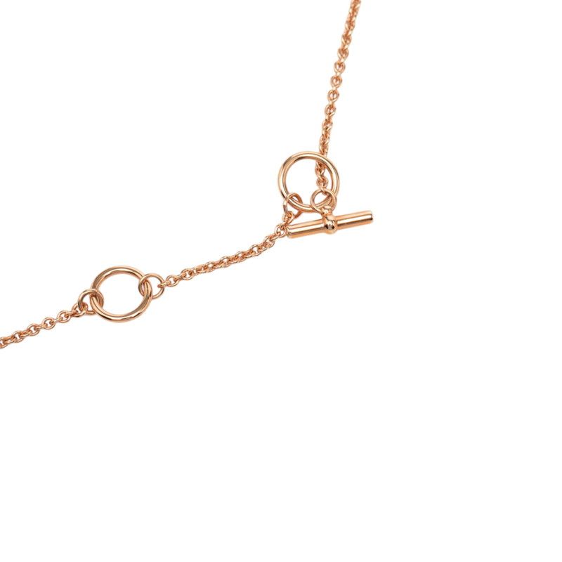 Hermes Mini Maillon PM Necklace Pink Gold Beige Plated Enamel