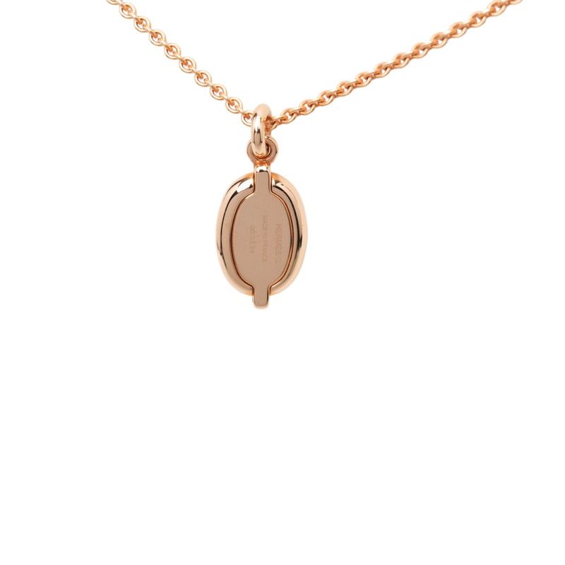 Hermes Mini Maillon PM Necklace Pink Gold Beige Plated Enamel