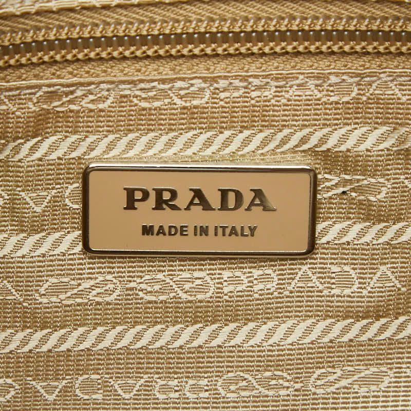 Prada Shoulder Bag Beige Brown Nylon Leather