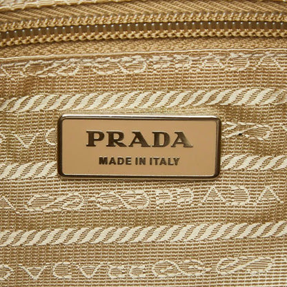 Prada Shoulder Bag Beige Brown Nylon Leather