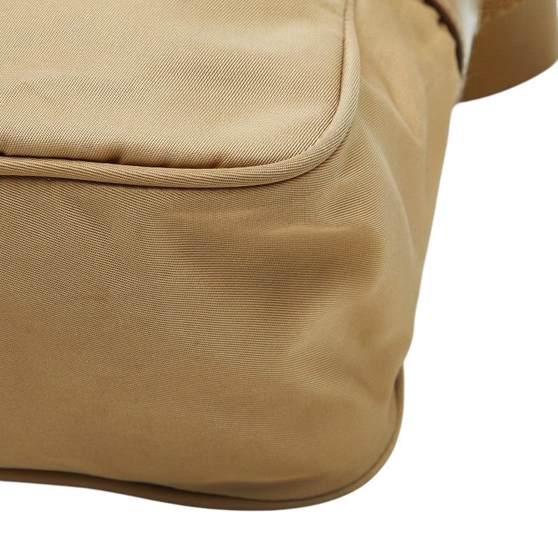 Prada Shoulder Bag Beige Brown Nylon Leather