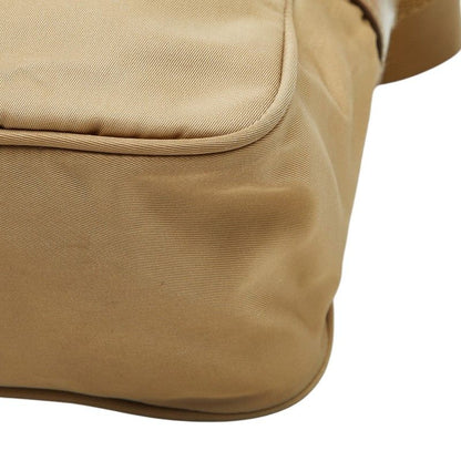 Prada Shoulder Bag Beige Brown Nylon Leather