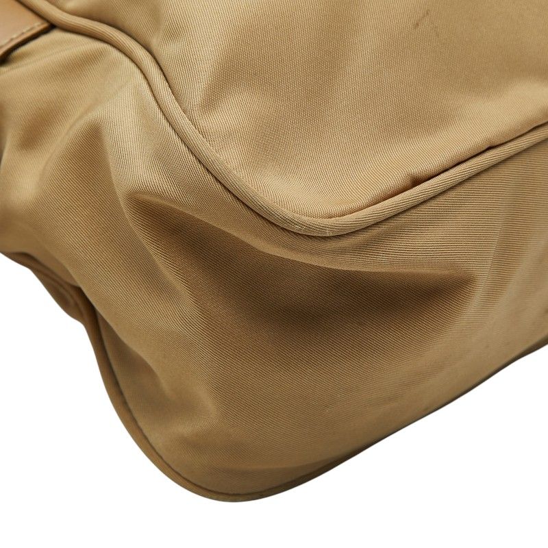 Prada Shoulder Bag Beige Brown Nylon Leather