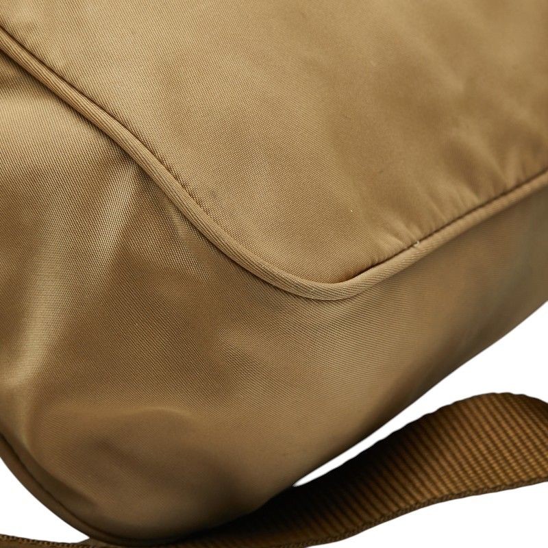 Prada Shoulder Bag Beige Brown Nylon Leather