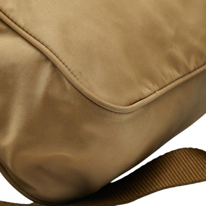 Prada Shoulder Bag Beige Brown Nylon Leather