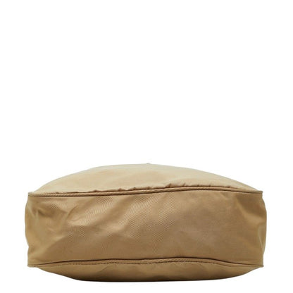 Prada Shoulder Bag Beige Brown Nylon Leather