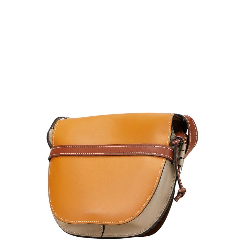 Loewe Anagram Gate Crossbody Shoulder Bag Brown Grey Leather