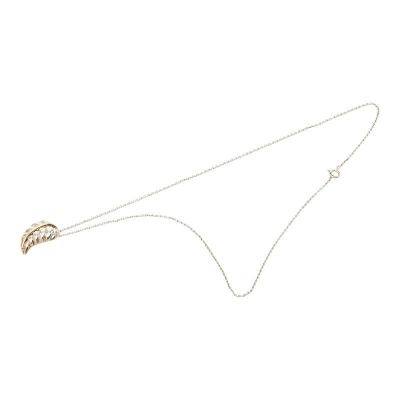 Tiffany & Co Leaf Motif Chain Pendant Necklace Silver 18k Yellow Gold