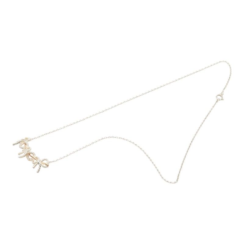 Tiffany & Co Triple Ribbon Necklace Silver Gold Combination