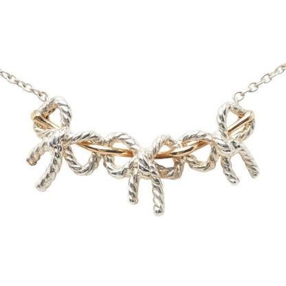 Tiffany & Co Triple Ribbon Necklace Silver Gold Combination