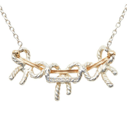Tiffany & Co Triple Ribbon Necklace Silver Gold Combination