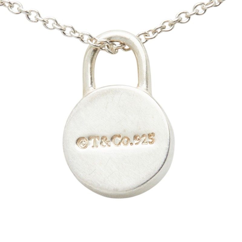Tiffany & Co Diamond Round Lock Necklace Silver