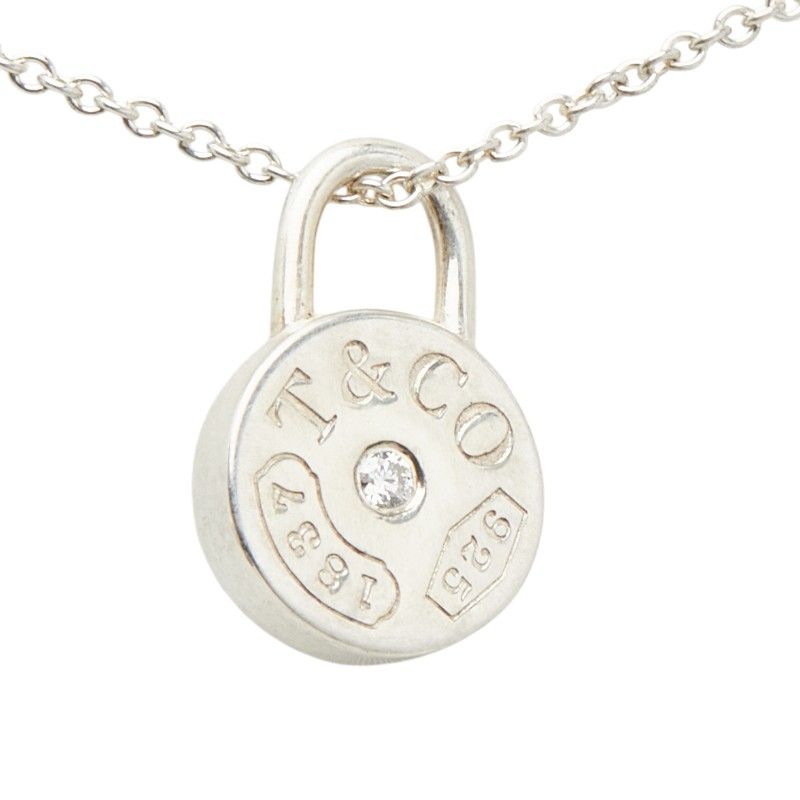 Tiffany & Co Diamond Round Lock Necklace Silver