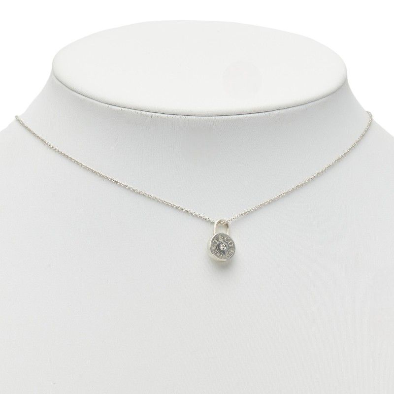 Tiffany & Co Diamond Round Lock Necklace Silver