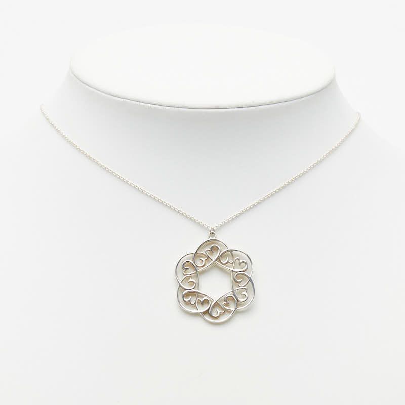 Tiffany & Co Loving Heart Swirl Chain Pendant Necklace Medallion Silver