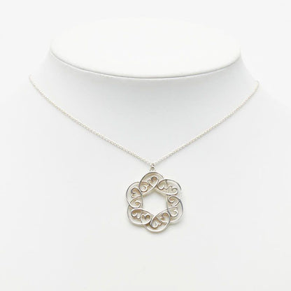 Tiffany & Co Loving Heart Swirl Chain Pendant Necklace Medallion Silver