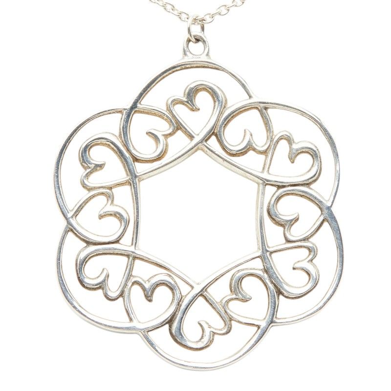 Tiffany & Co Loving Heart Swirl Chain Pendant Necklace Medallion Silver