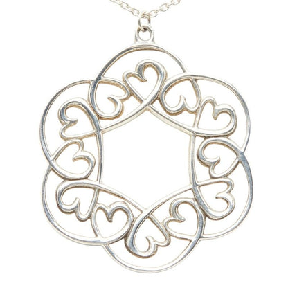 Tiffany & Co Loving Heart Swirl Chain Pendant Necklace Medallion Silver