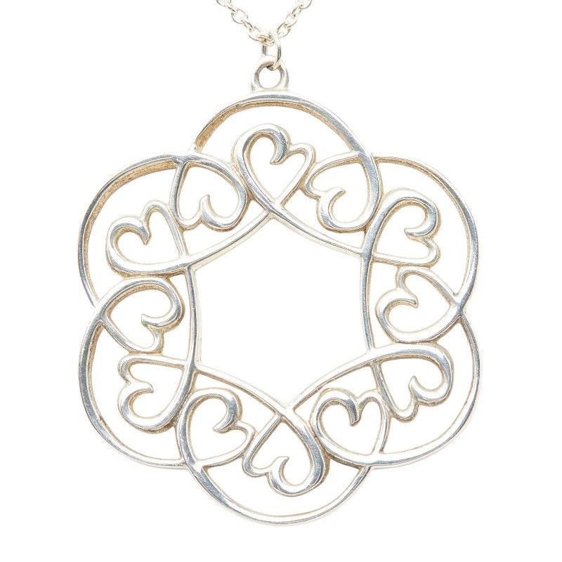 Tiffany & Co Loving Heart Swirl Chain Pendant Necklace Medallion Silver