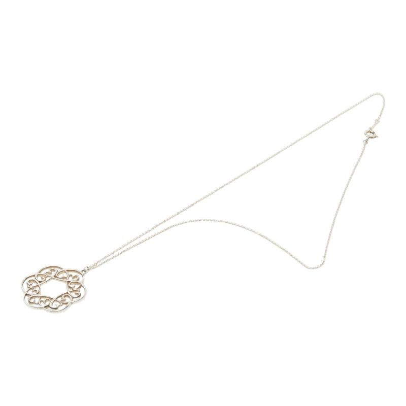 Tiffany & Co Loving Heart Swirl Chain Pendant Necklace Medallion Silver