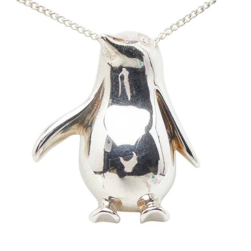 Tiffany & Co Penguin Motif Chain Pendant Necklace Silver