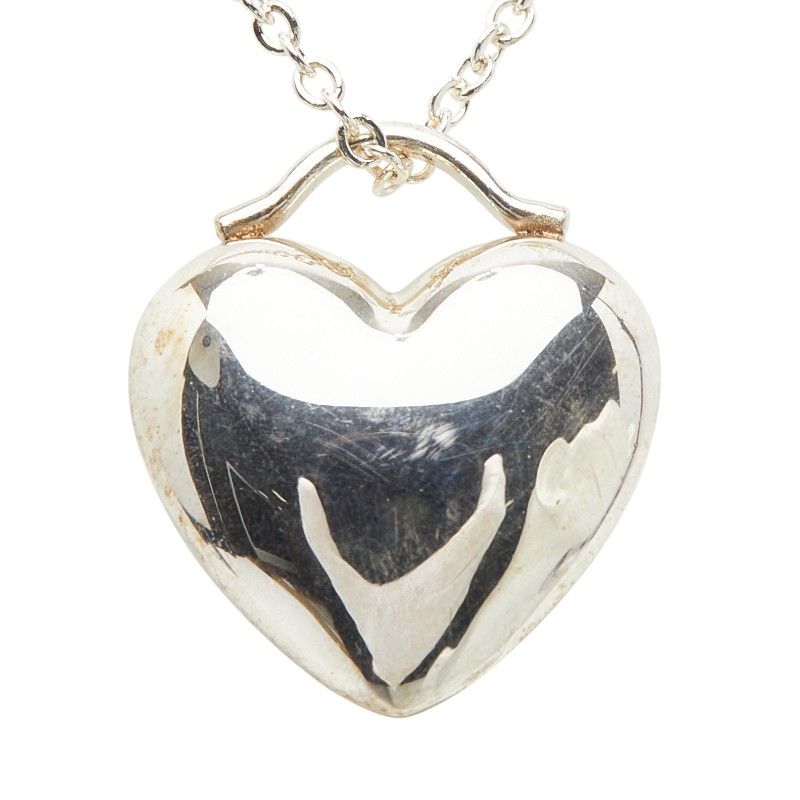 Tiffany & Co Heart Motif Chain Pendant Necklace Silver