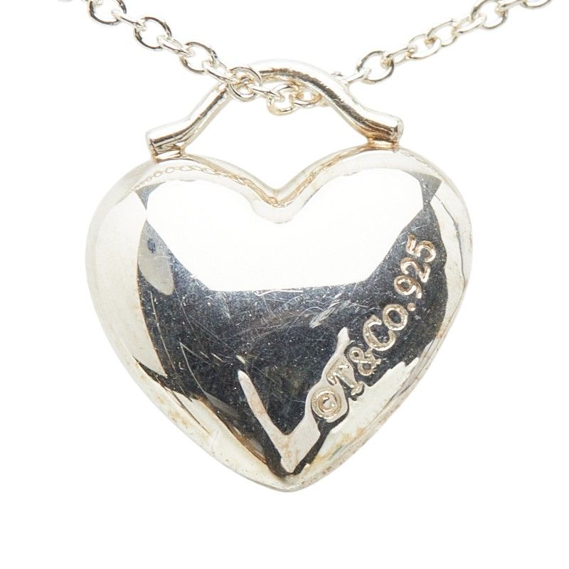 Tiffany & Co Heart Motif Chain Pendant Necklace Silver