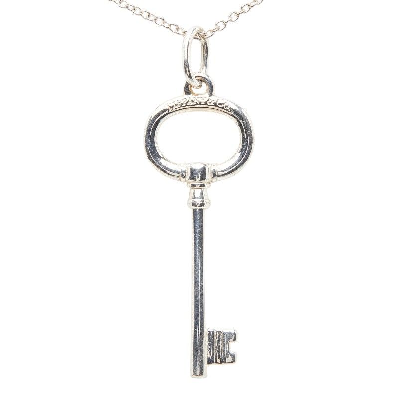 Tiffany & Co Oval Key Chain Pendant Necklace Silver